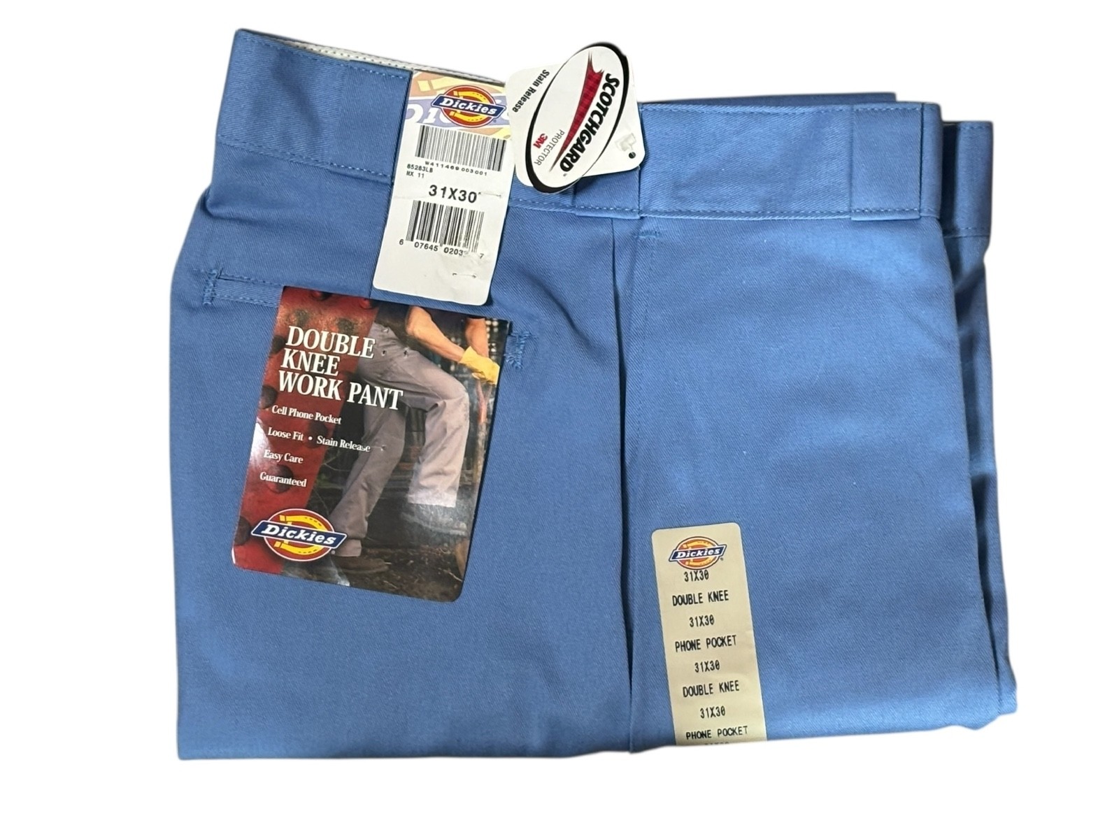 dickies mens light blue double knee cell phone pocket loose
