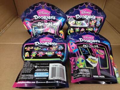 DISNEY DOORABLES LILO & STITCH BLACKLIGHT FIGURES SET OF 4 PIECES BRAND NEW