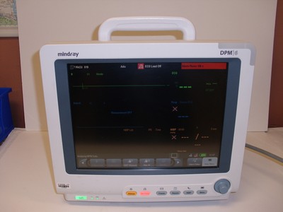 mindray dpm 6 patient monitor spo2, nibp, ecg, temo, hr, rec.