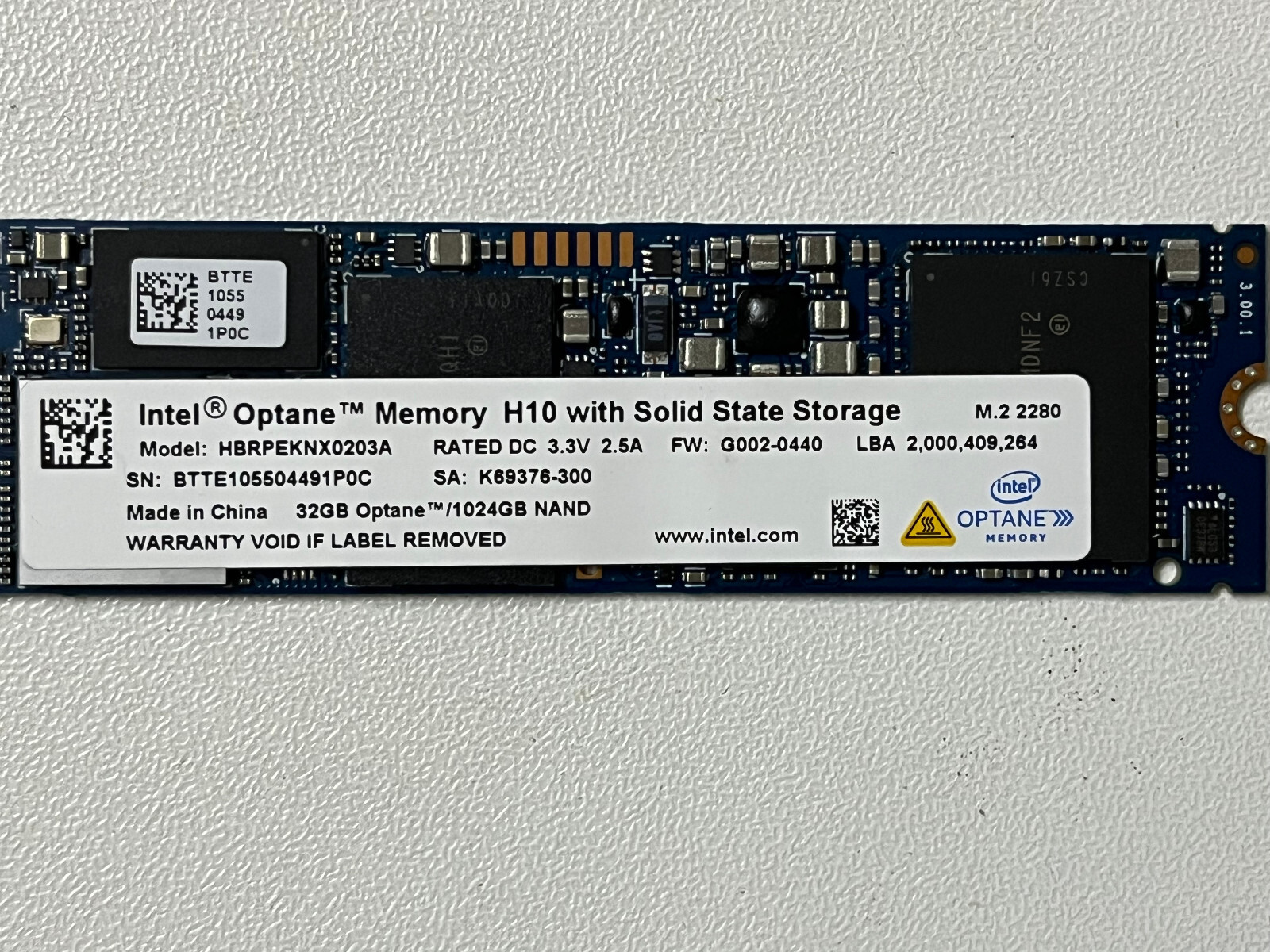 Intel Optane™HBRPEKNX0203AH 1TB SSD M.2 2280 NVMe Memory H10