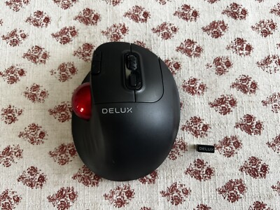DELUX MT1 USB Wireless Trackball Mouse Used Condition #235