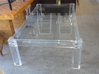 Huge Glam Mid Century Modern Lucite Coffee