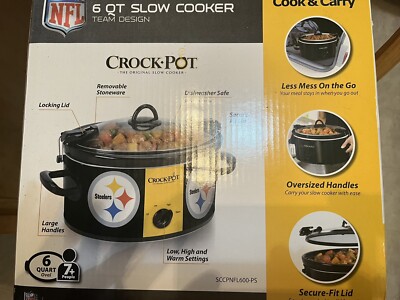 NEW NFL Rival Crockpot Pittsburgh Steelers Football Black Yellow 6QT Slow Cooker