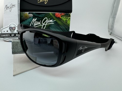 Pre-owned Maui Jim Waterman Mj 410-2m Matte Black W/ Neutral Grey Polarized Sunglasses