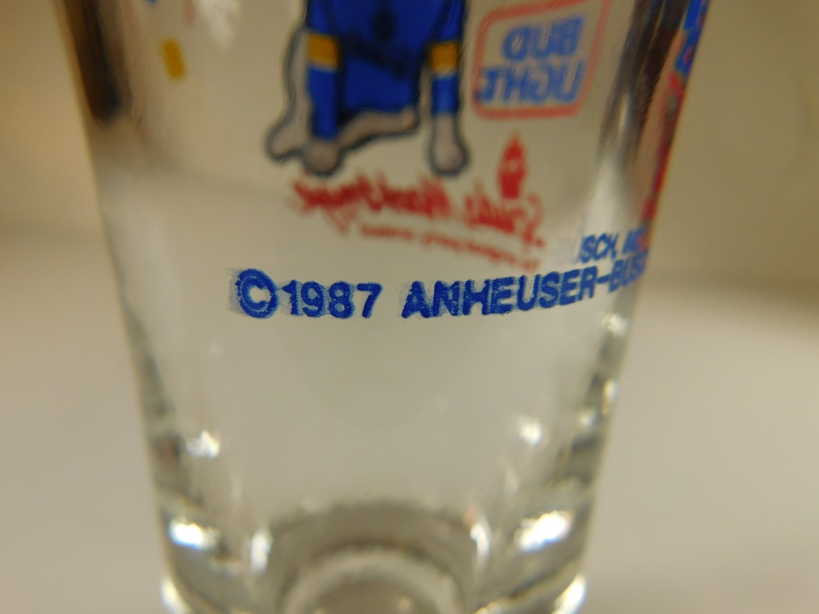 3 BUD LIGHT 1987 SPUDS MACKENZIE BEER GLASSES 7 1/4
