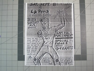 vtg punk hardcore flyer - Capitol Punishment Spacial Forces La Pena 8.5x11 SHP