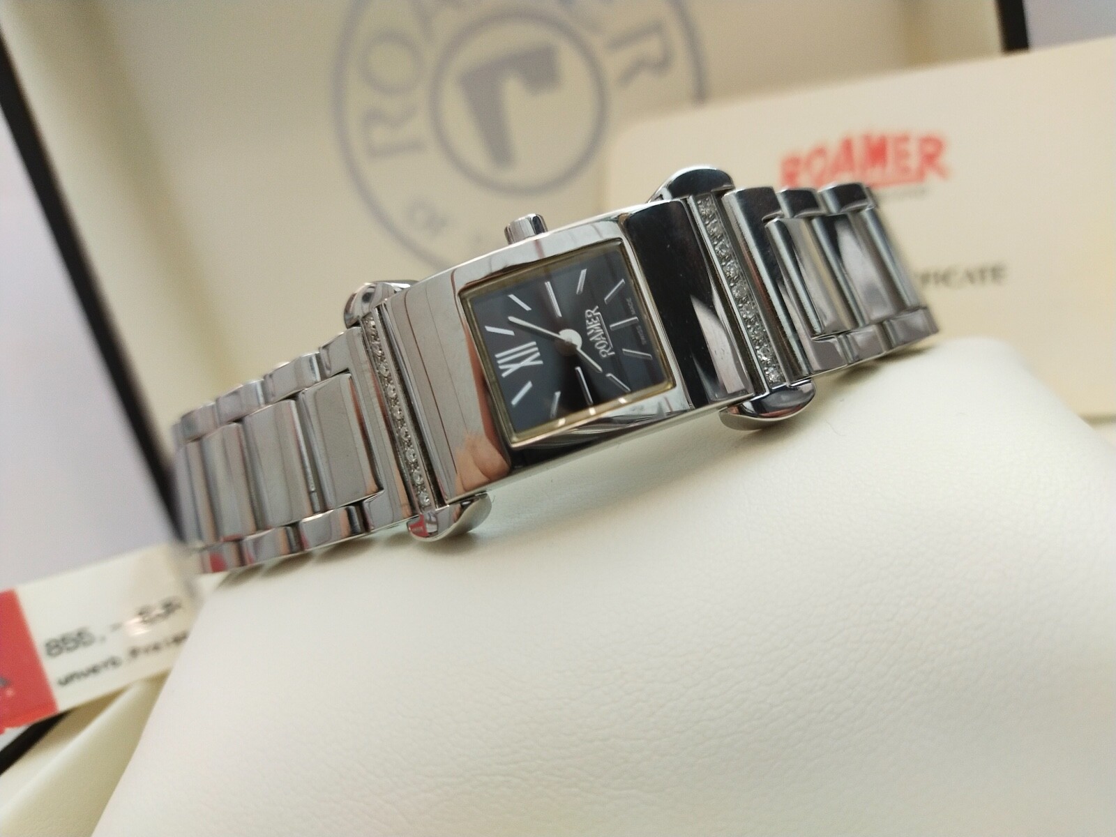 Pre-owned Roamer Watch Dreamline Luxury 18 Diamonds Swiss Made Folding Clasp 637.953