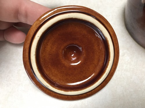 Vintage Hull Brown Drip Handled Sugar Bowl w/Lid - USA