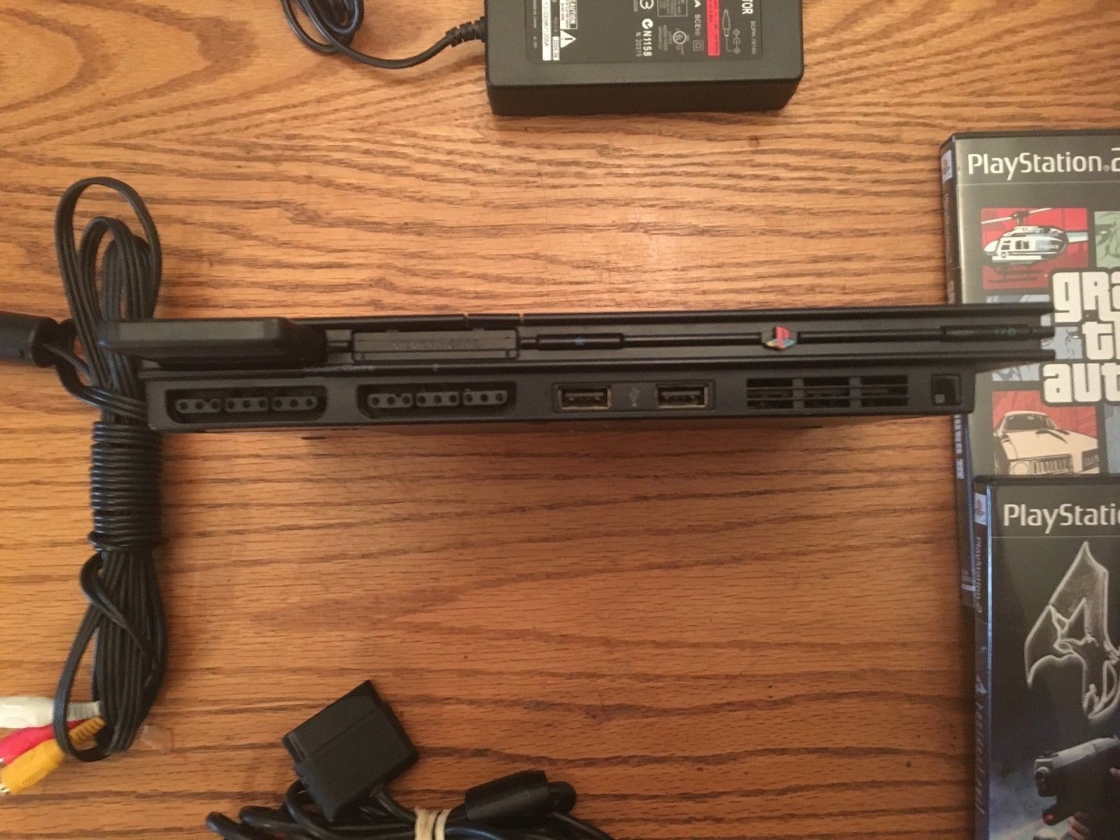 Sony PlayStation 2 Slim Black Edition Console bundle tested cleaned GTA Nice!!