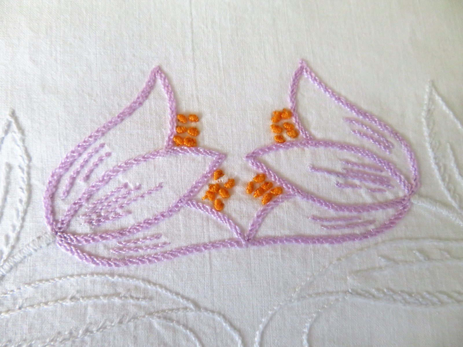 PAIR  Vintage Pillowcases Embroidered Flowers Crochet Edge Bridal Gift