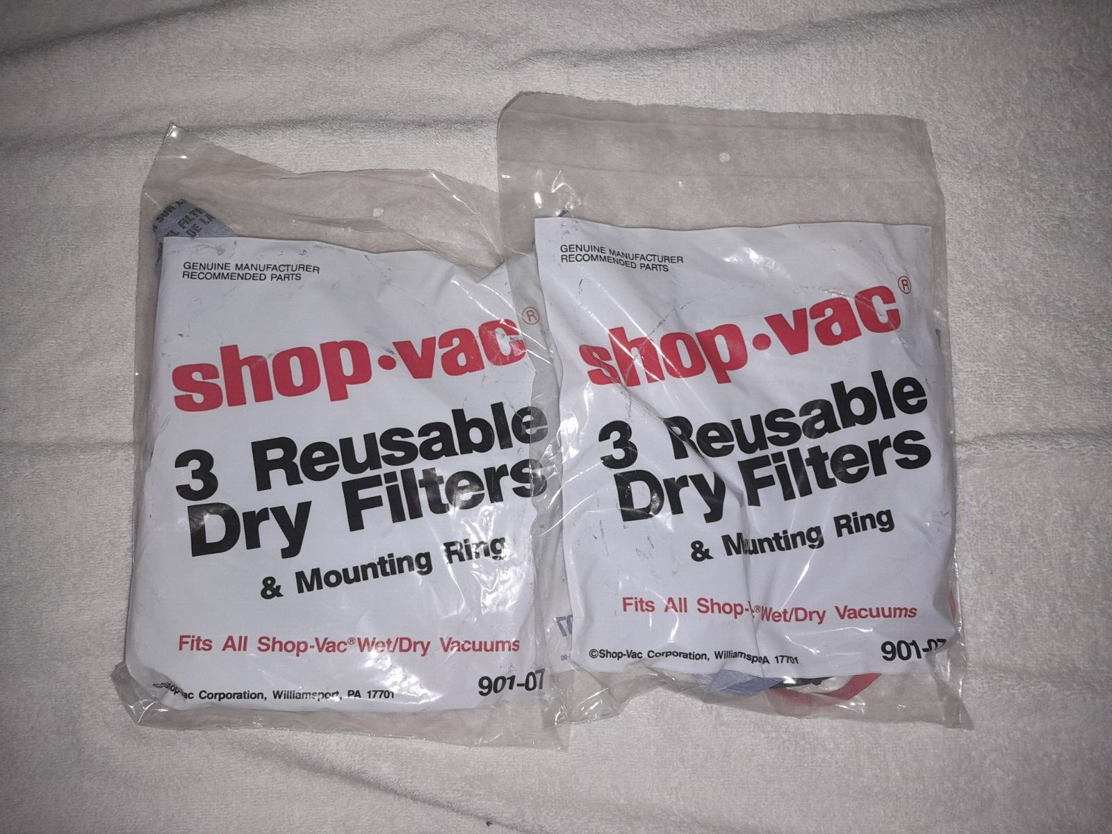 Shop-Vac Genuine 90107 Reusable Dry Disc Filter and Mounting Ring 3 Pack 901-07