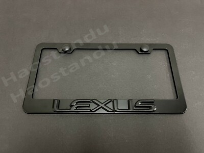 1x (BLK) LexusSTYLE 3D Emblem BLACK Stainless License Plate Frame RUST FREE