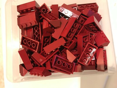 LEGO- NEW- DARK RED -#3037 -SLOPE 45  2 X 4 ROOF-15 PIECES