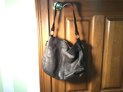 Gap,Deep Chocolate Brown Leather Hobo,Adjustable BrassBuckle side cinches, lined
