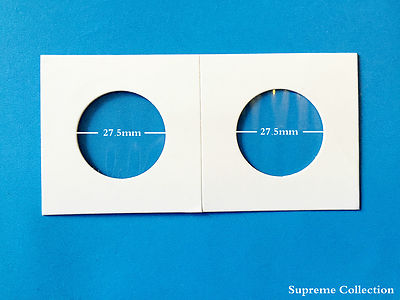 100 pcs Coin Holders 2 X 2 Cardboard Mylar Flips  Diameter 27.5mm New