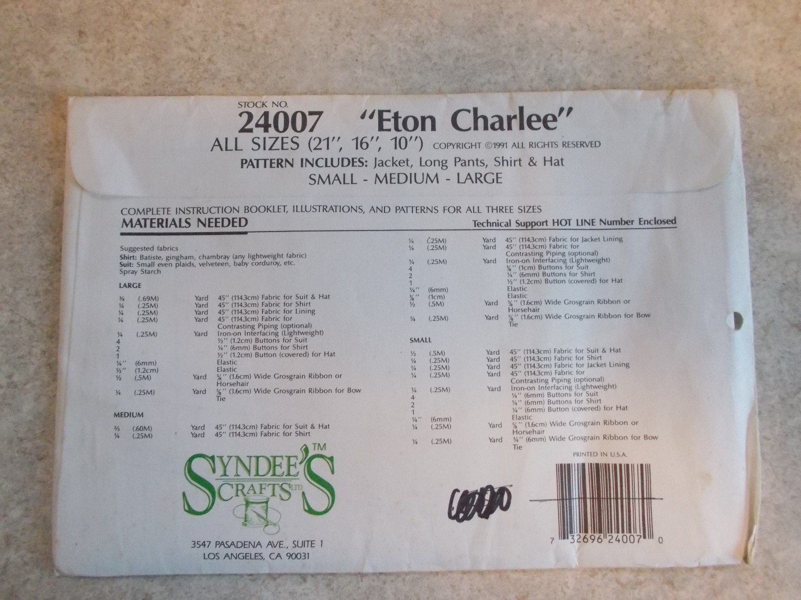 3 - Syndee's Doll Patterns Uncut 24007 Eton Charle,24012 Playtime,24011 Christen