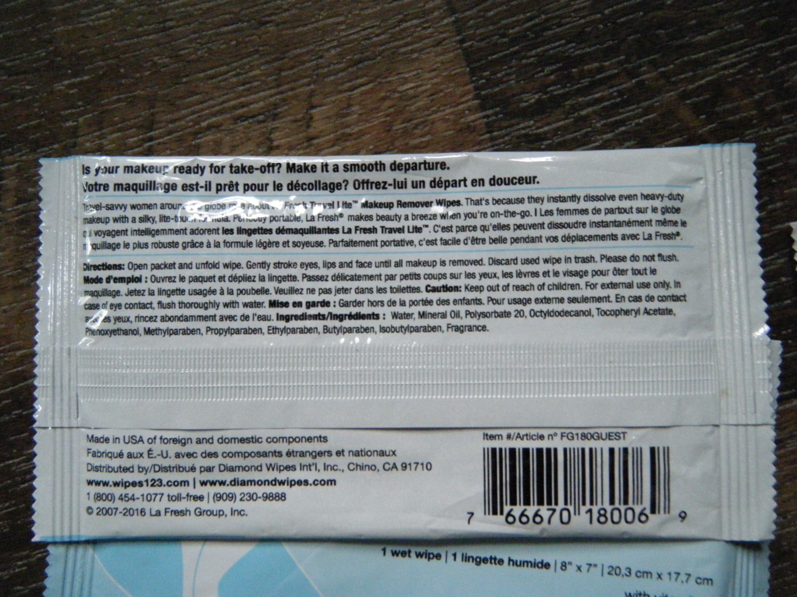 LA FRESH Travel Lite Makeup Remover Wipe Set of 8 **NEW**