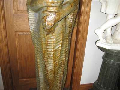 HAND CARVED ANTIQUE WOODEN STATUE 5' t. OF MADONNA AND CHILD