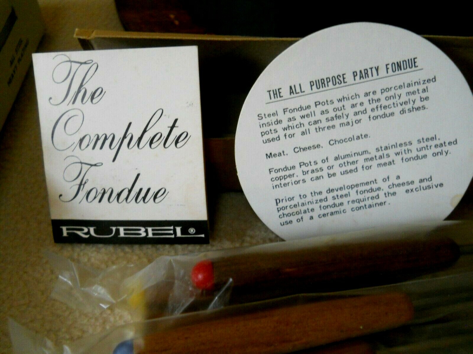 Vintage RUBEL 2 Qt Yellow Porcelainized Steel Fondue Set  / RETRO /JAPAN / NEW