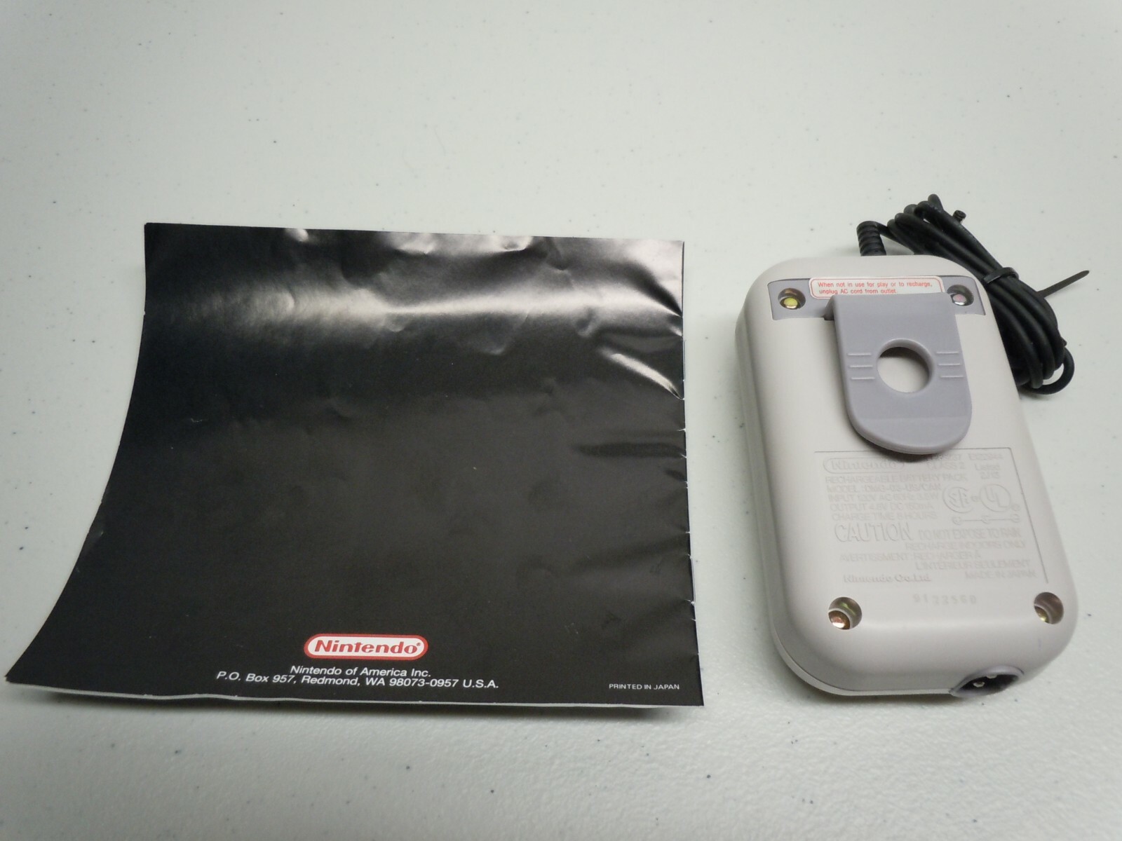 Nintendo Game Boy DMG-03 Rechargeable Battery Pack and Instruction Manual