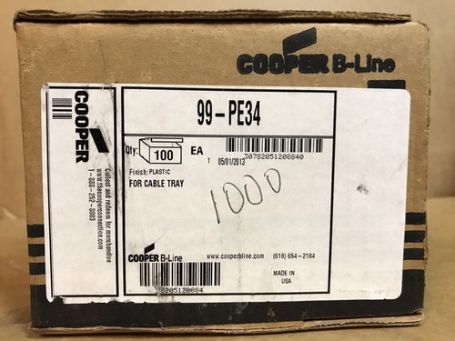 NEW BOX (100) Cooper B-Line Finish Plastic for Cable Tray 99-PE34 FAST SHIPPING