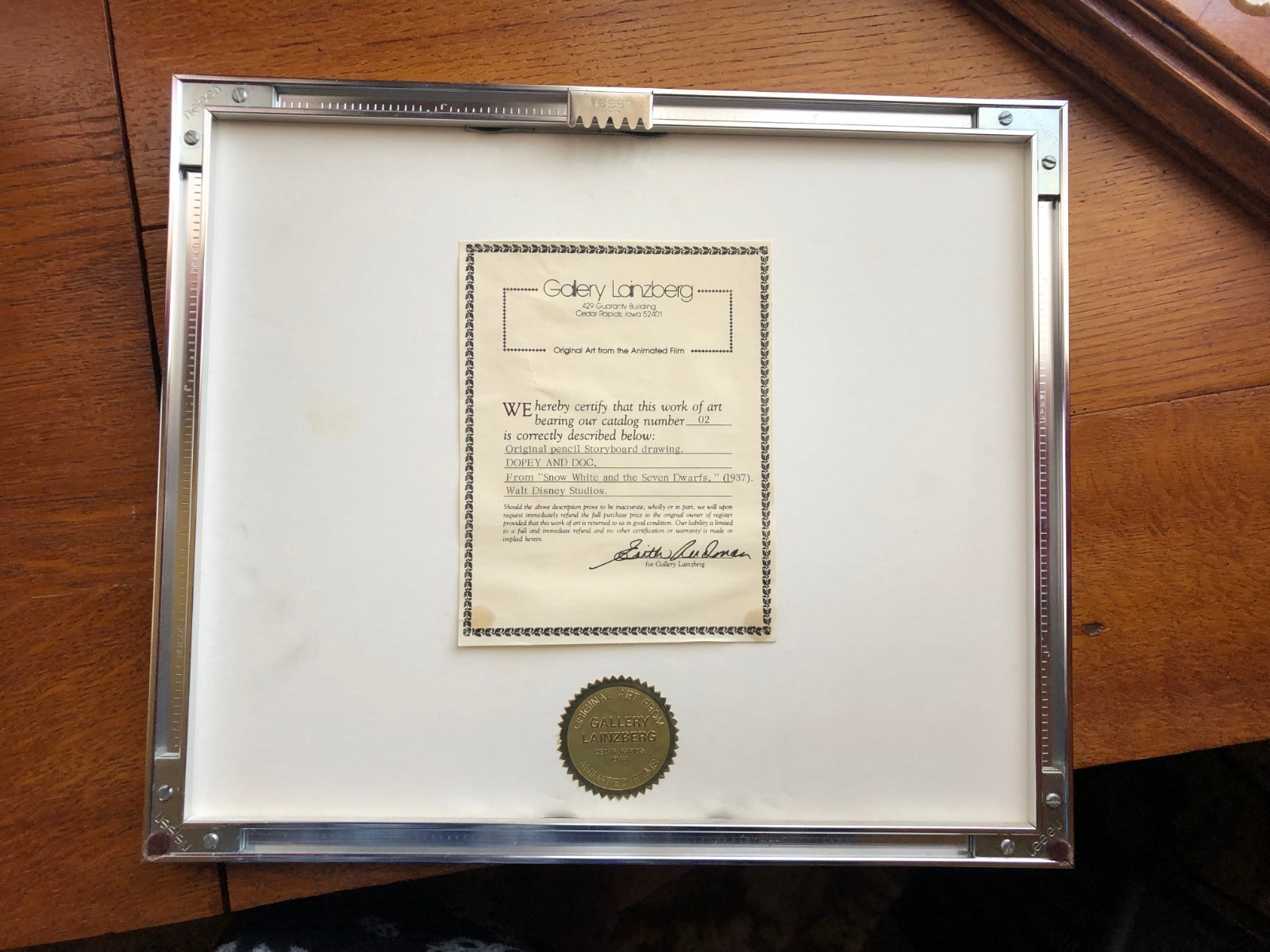 Original pencil Storyboard drawing DOPEY Snow White & 7 Dwarfs COA 1937 DISNEY