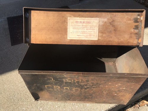 Vtg Antique Cracker Biscuit Metal/Wood Crate Box From Godfrey IL Clifton Inn