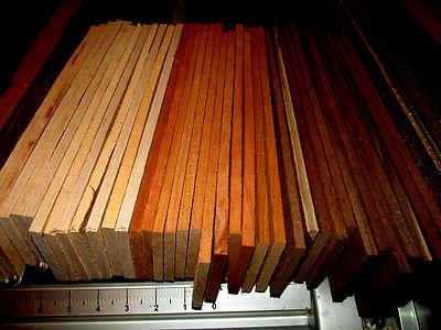 MULTIPAK (18) KILN DRIED SANDED THIN WALNUT, CHERRY, & MAPLE 12" X 3" X 1/8"