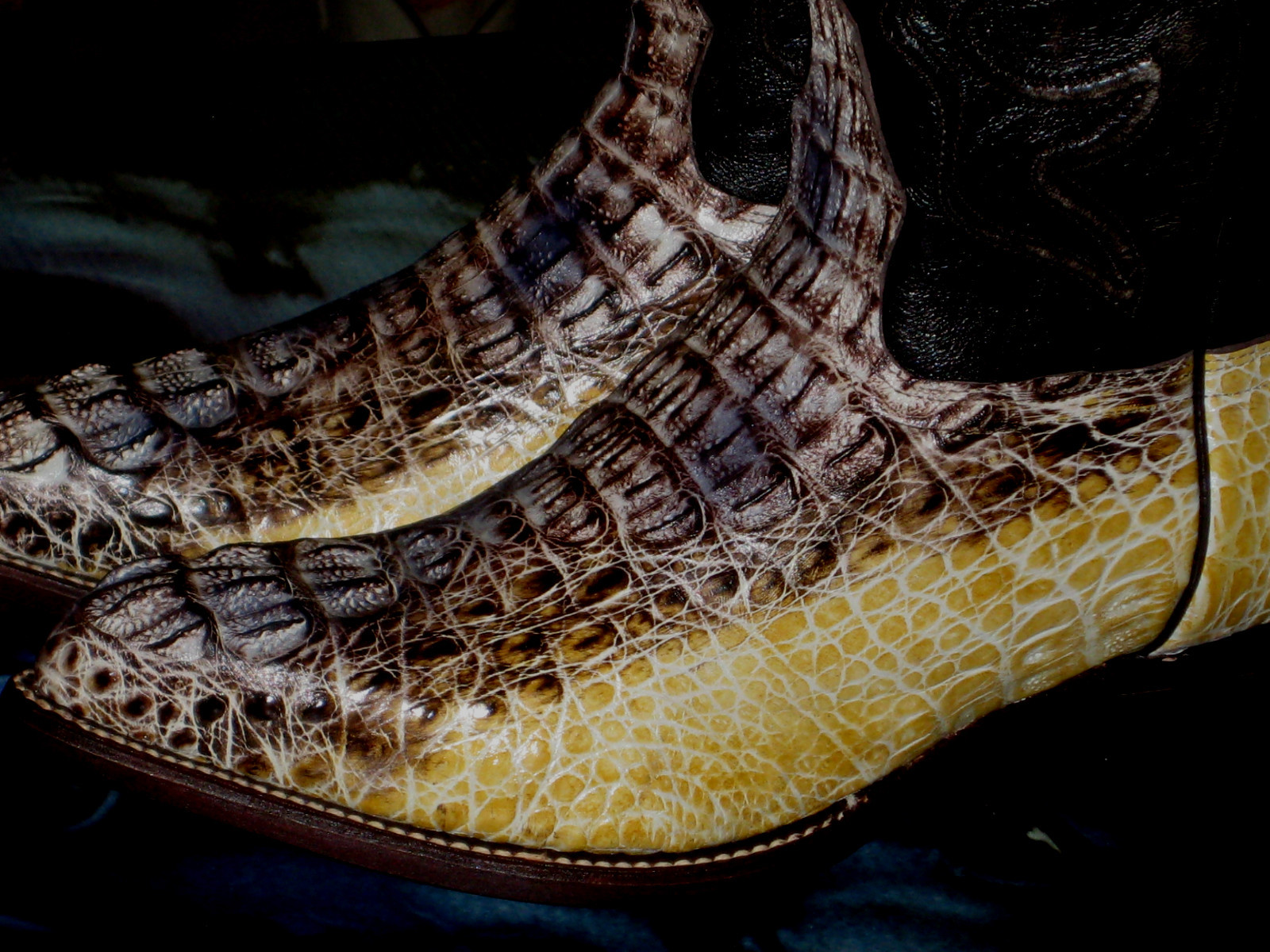 Pre-owned Wild West Boots Wild West Natural Caiman Crocodile Hornback Western Boot J-toe (ee) 2990249 In Beige