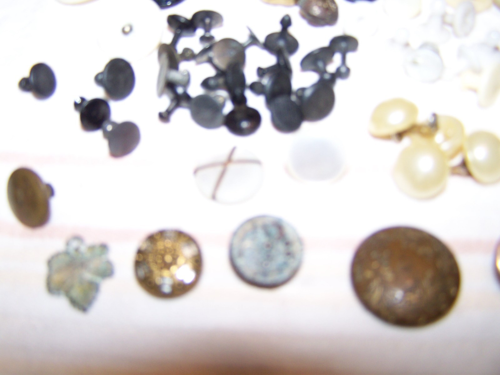 Antique and Vintage Buttons Glass and others and one hat pen glass head