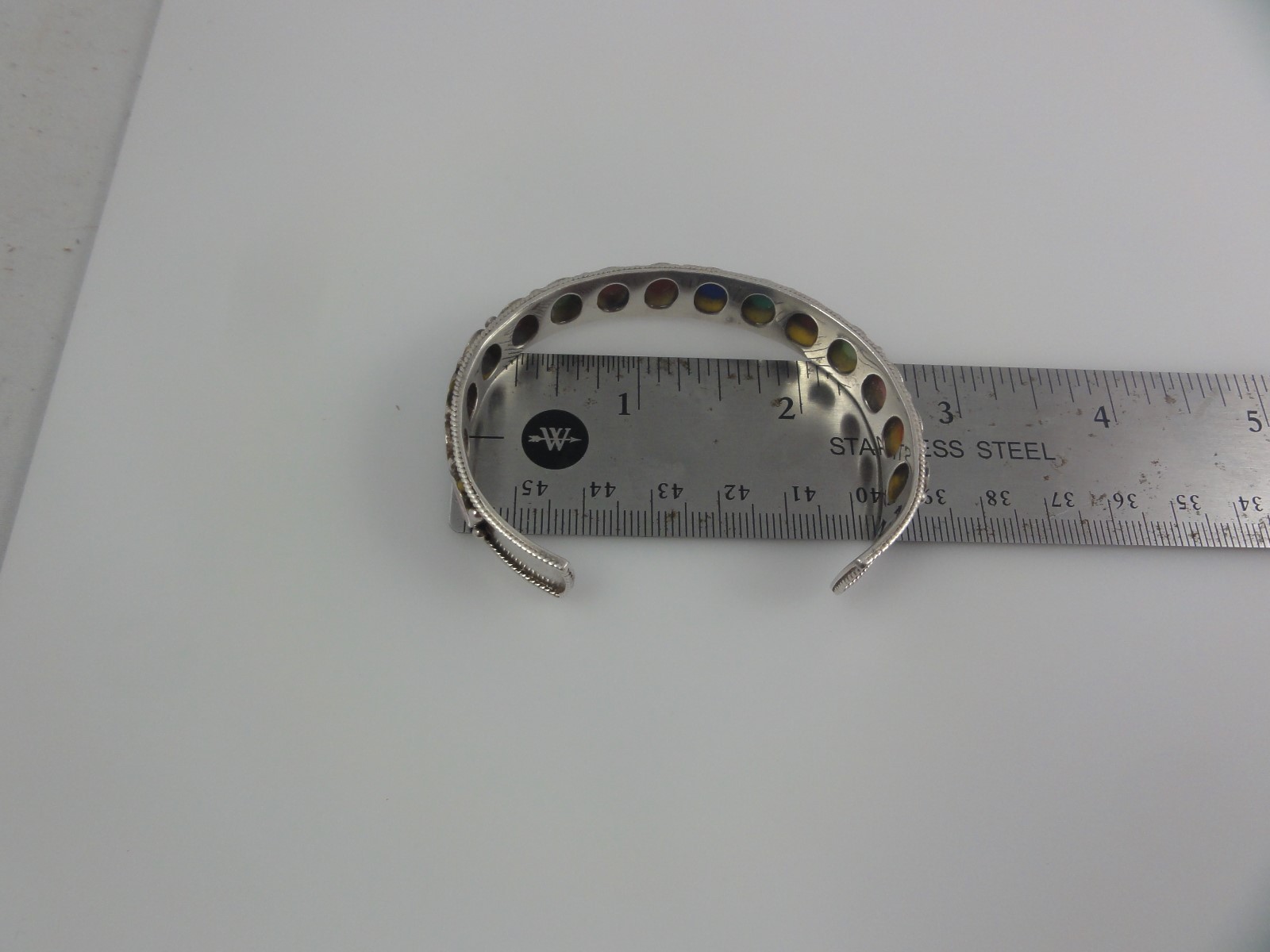 Estate SE Sterling Silver Multi Color Turquise Coral Lapis Cuff Bracelet 925