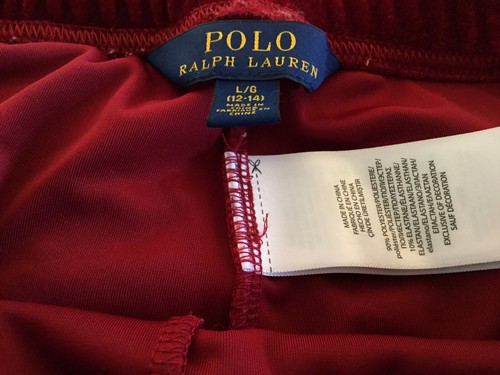Girls Ralph Lauren Velvet Leggings, Red, Size 12-14