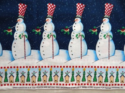 Daisy Kingdom #1150 Heaven and Nature Sing Snowman Sampler Fabric - 1 yd 7 in.