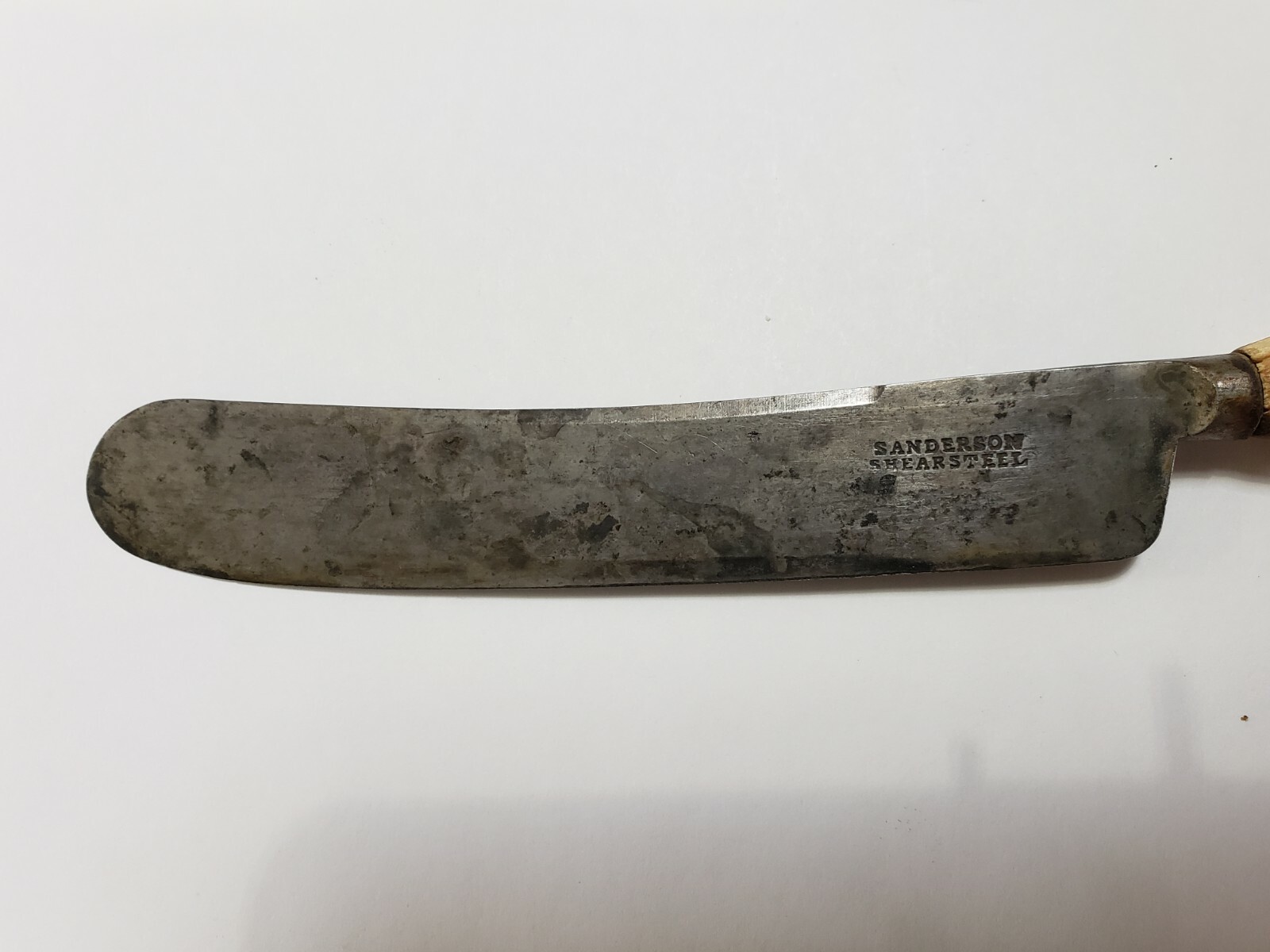 Bone Handle Knife Sanderson Shear Steel - Early Americana - Antler Bone -1800's