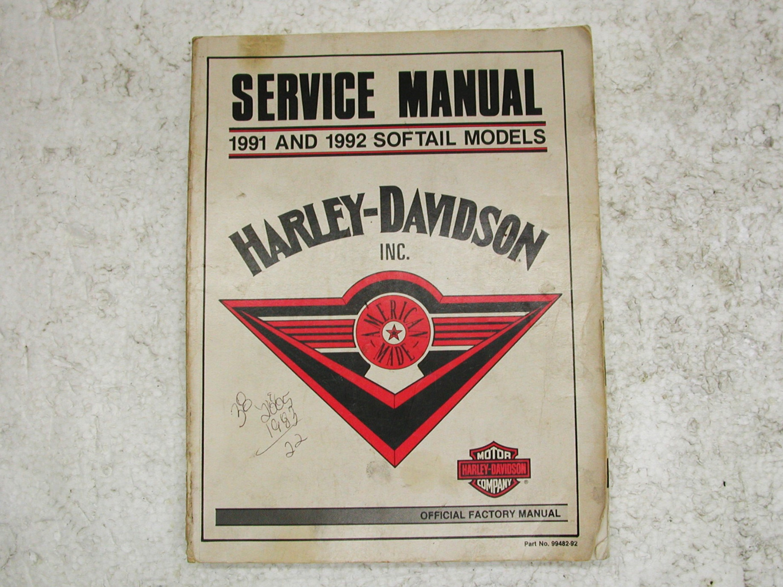 Harley Davidson Softail 1991-1992 Models OEM 99482-92