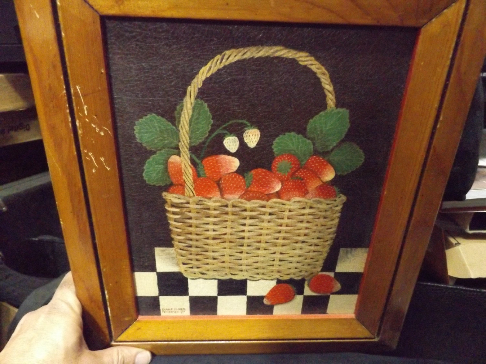 Original Diane Ulmer Pedersen painting Strawberrys in a Basket 1987