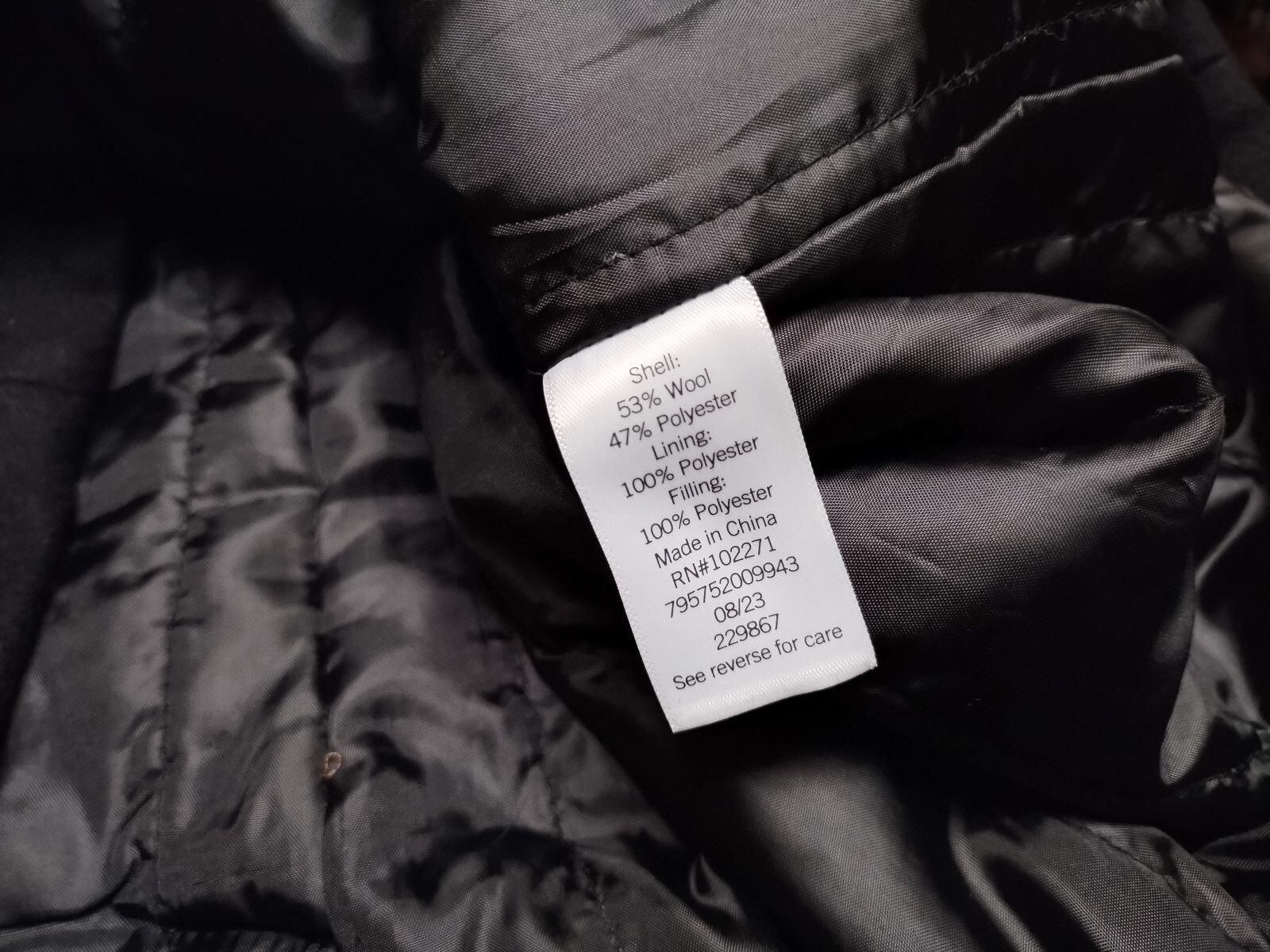 MENS SIZE XL Winter Peacoat 53% Wool Blend Double Breasted Coat Jacket BLACK