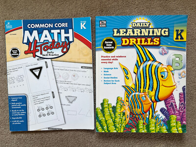 Lot of 2 Common Core Math & Daily Learning Drills Grade K Student Workbooks  PB