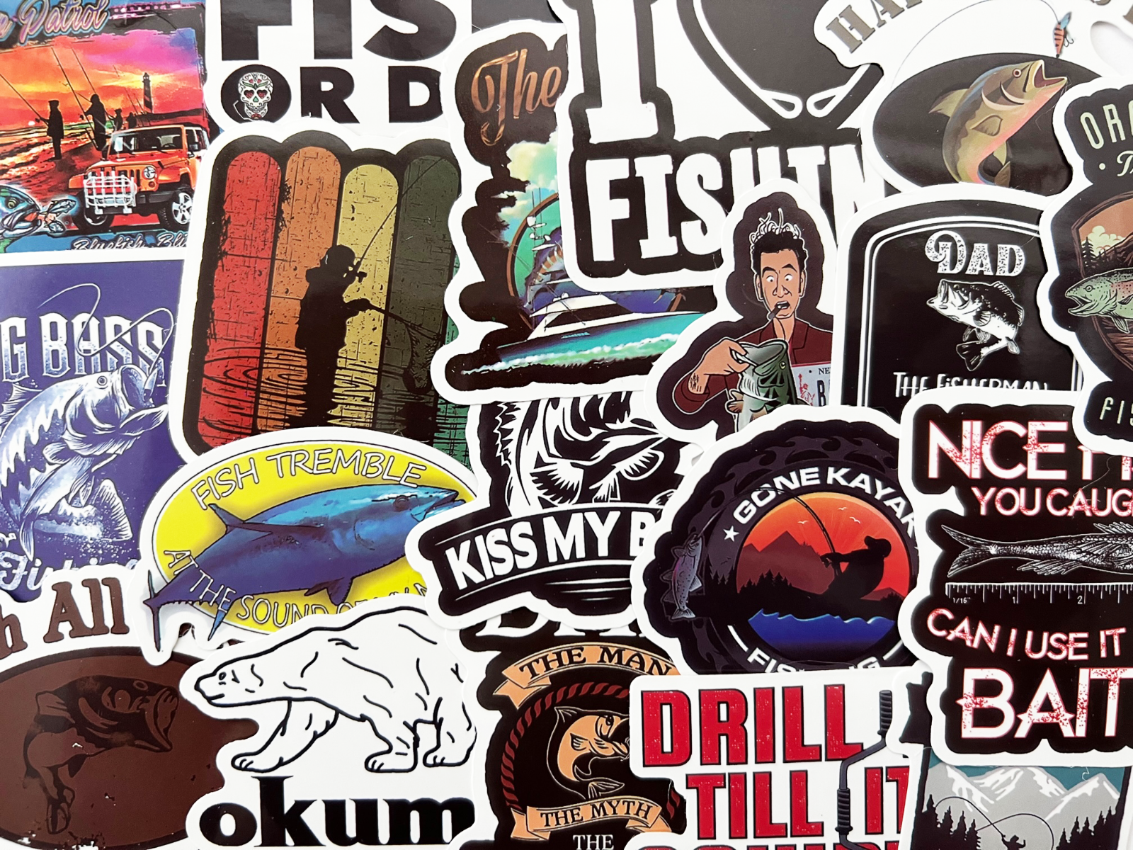 100 Fish Fishing Stickers Pack For Tackle Box Fishermen  Dads Car Boat