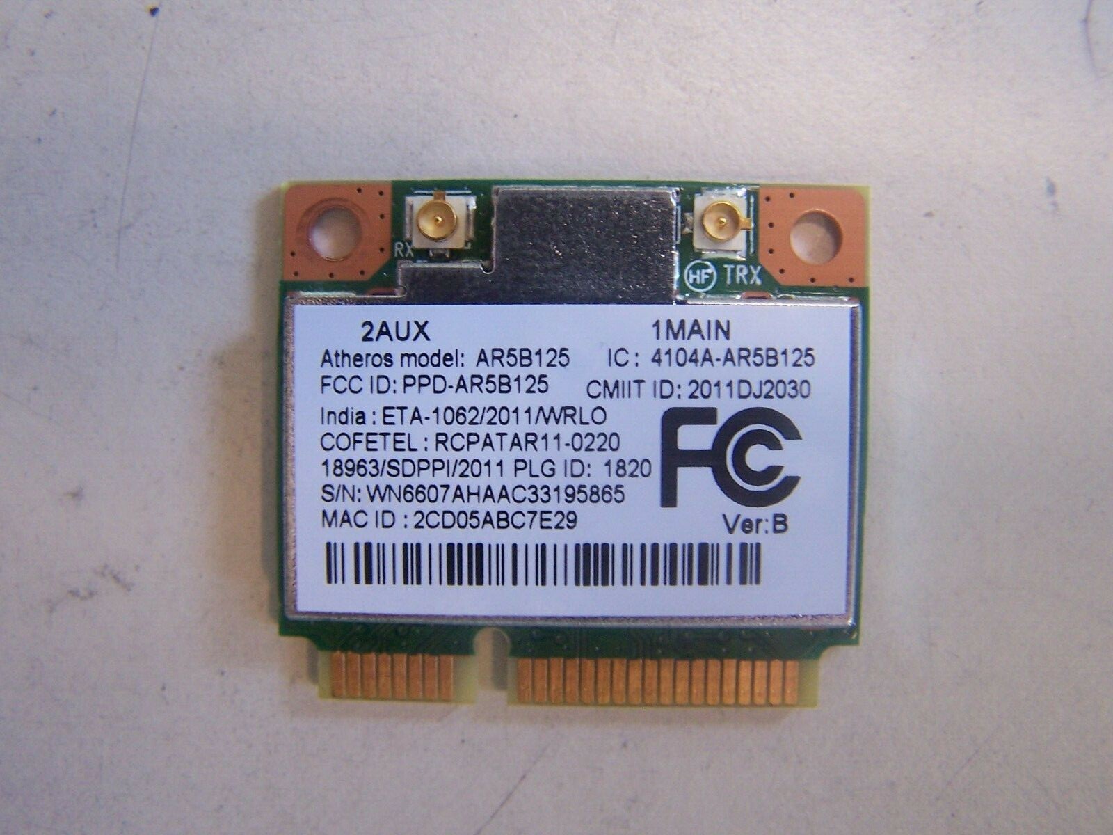 Ar5b125 wireless network adapter. Ar5b125 wireless network adapter
