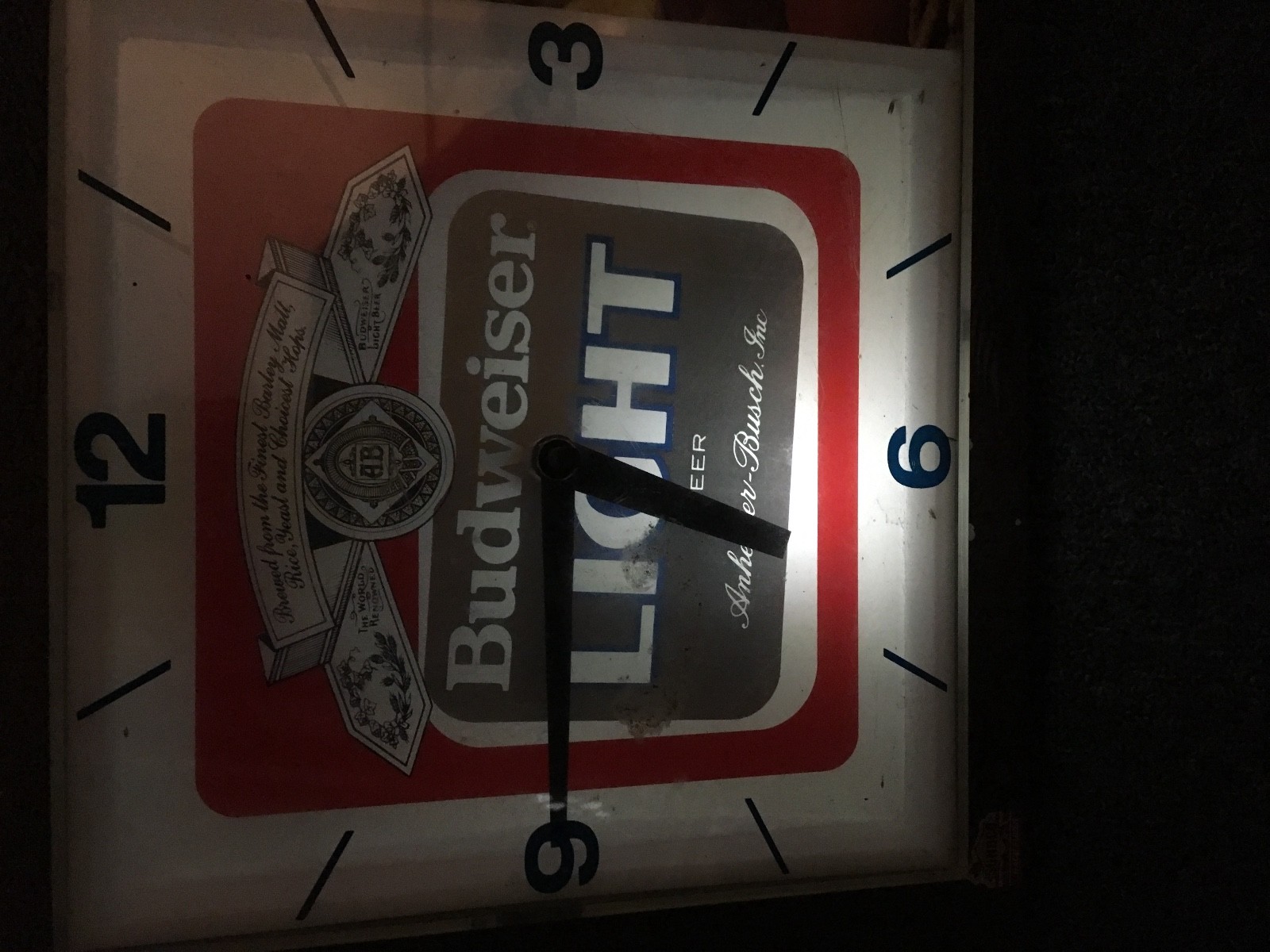 Vintage 1979 Budweiser Light Clock Bar Pool Bud Beer Man Cave Logo Advertising
