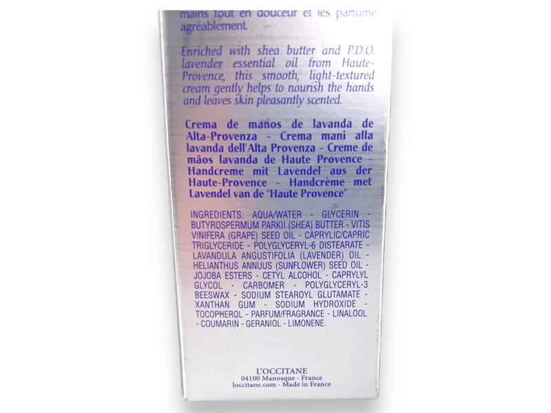 L&rsquo;Occitane Lavande Lavender De Haute-Provence Hand Cream 2.6 oz/75ml