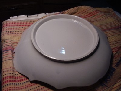 VINTAGE FLOW BLUE & WHITE PLATTER - BRITISH RIVERS - 12 X 13 1/2 INCHES