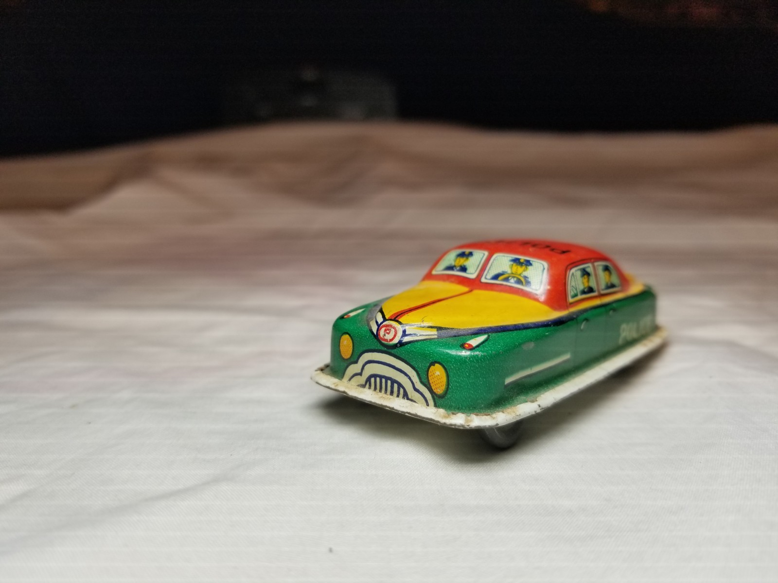 Vintage 1954 TIN LITHO FRICTION Motor - Police Car - Rare 1954!  Made in Japan