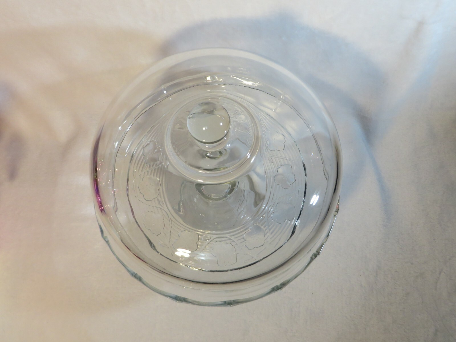 VINTAGE PRESSED GLASS PEDESTAL CAKE STAND WITH DOME COVER AND PUNCH BOWL