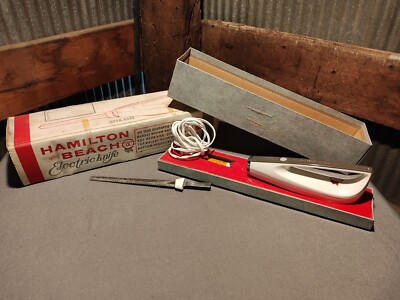Hamilton Beach Electric Knife Vintage *WORKS* Complete Box Model 270 White