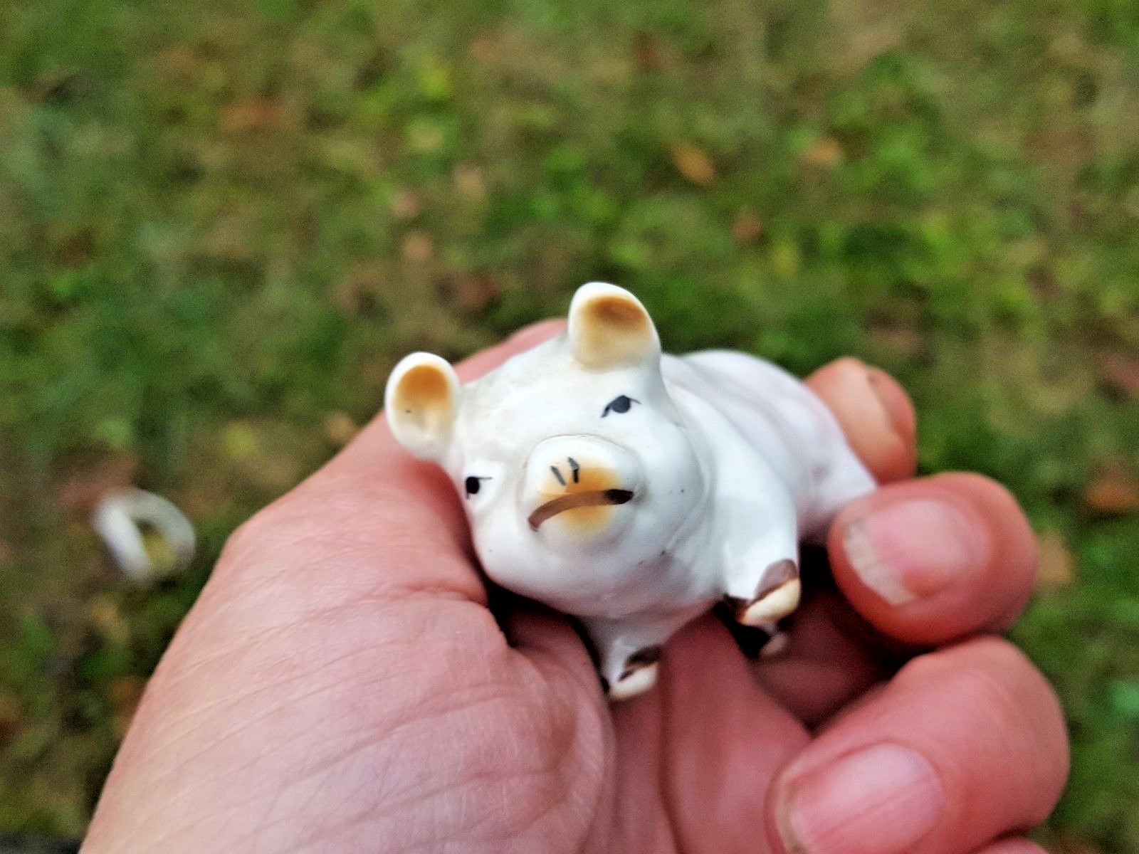 Vintage Painted Bisque Miniature Pig-Hog Figurine