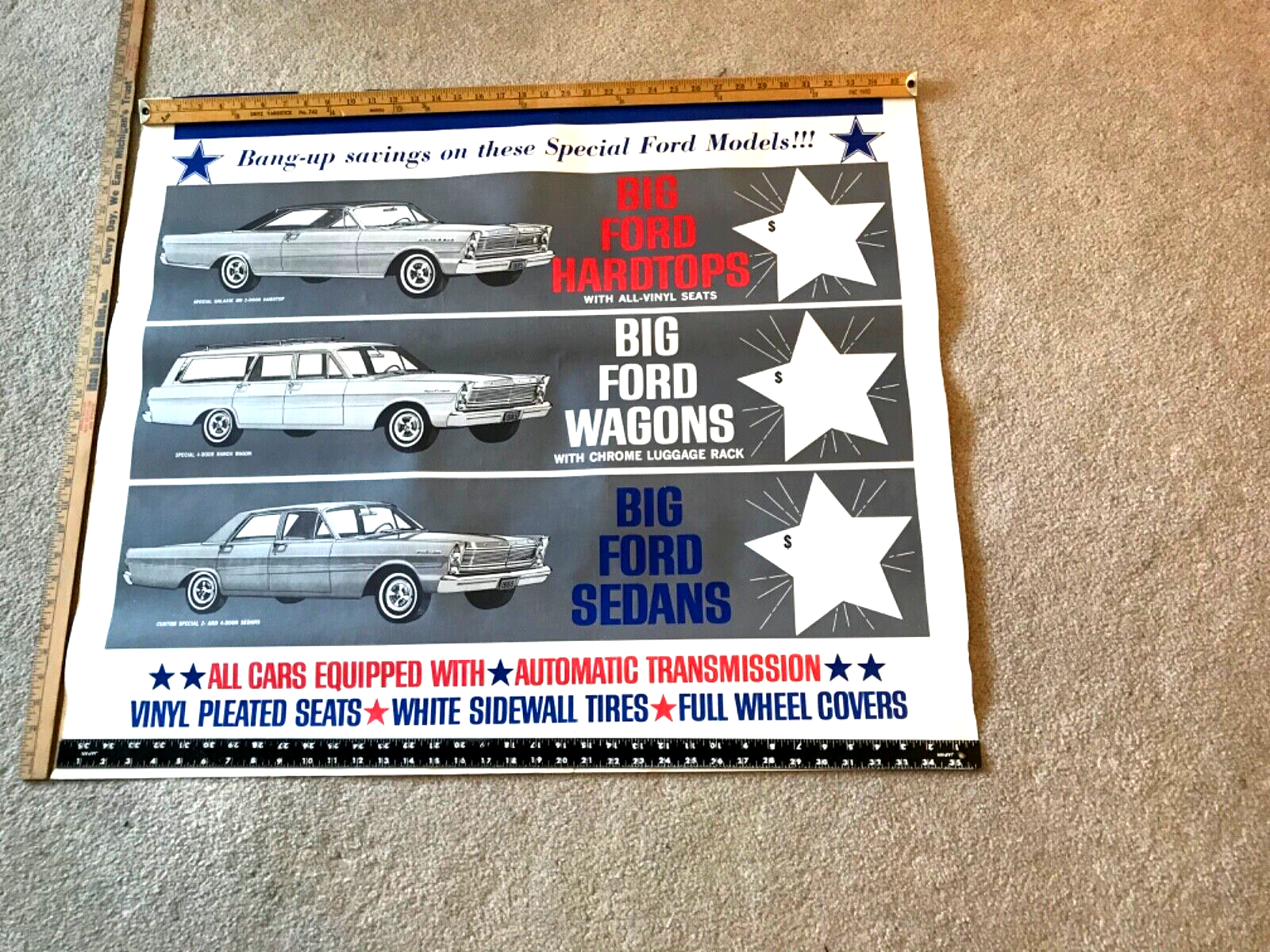 FORD　VintagePoster Vintage Poster 1965 FORD Dealership Paper Sales