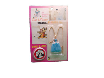 Disney Cinderella Pendant Pal vintage necklace NOS still sealed w badge Mickey