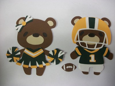 Cricut Teddy Bear Parade Football Player and Cheerleader Die Cut Paper Piecing